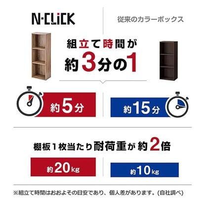 ニトリ カラーボックス Nクリック ディープ レギュラー 4段 ミドルブラウン NITORI 8791531_3