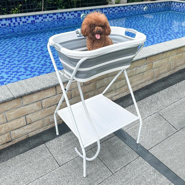 BEBEROAD PETS 犬 バスタブ ペット用バスタブ 折りたたみ スタンド付き 猫犬浴槽 猫犬お風呂用 折りたたみたらい 持ち運び 内外に適用 多