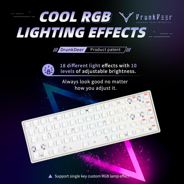 DrunkDeer G65 ラピッドトリガー メカニカルキーボード 磁気スイッチ ゲーム用 65%サイズ RGB コンパクト 有線 ゴースト防止 ベアボーン_2