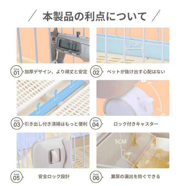 ウサギ ケージ ペットケージ ハムスターケージ 小動物ケージ キャスター付き 屋根付き 天井扉 飼育ケージ いぬ ネコ うさぎ 組立簡単 ベ_2