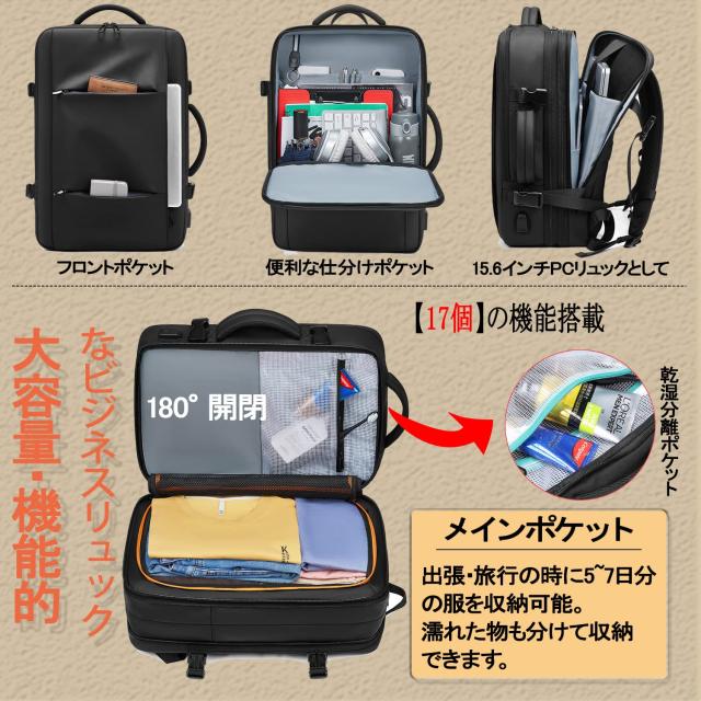 [sperplen] 【55の機能美がスゴい 通勤から出張までこれ一つで完結】ビジネスリュック 3WAY バッグ リュックサック メンズ リュック 大容