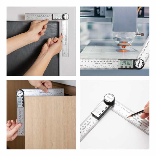 SCITOOLS デジタル角度ゲージ 200mm 金属製角度計 アングル