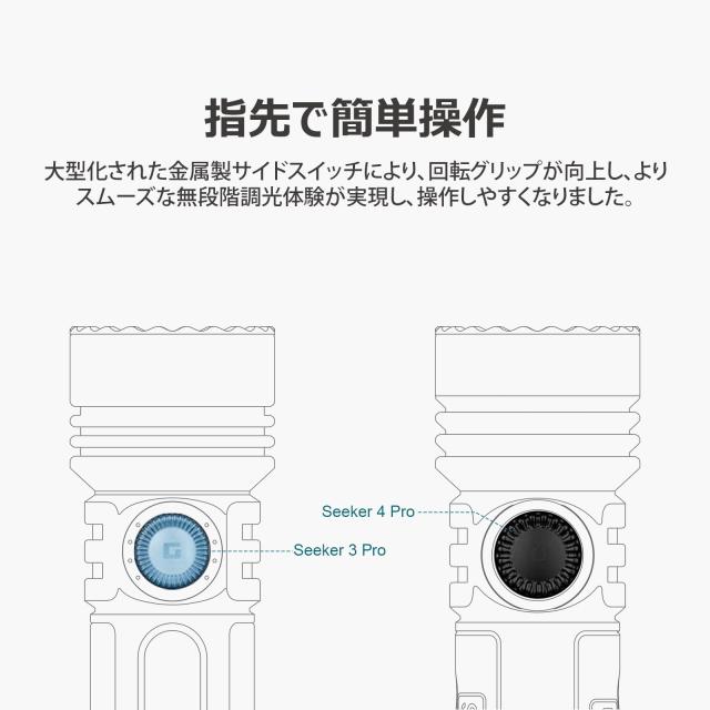 OLIGHT(オーライト) Seeker 4 Pro ledライト 懐中電灯 フラッシュライト MCC＆Type-C充電式 ホルスター付き アウトドア 防災 工事 護身用