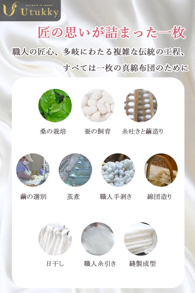 Utukky 掛け布団 真綿布団 シルク掛け布団 厚手 暖かい【吸湿発熱・蓄熱保温 シルク100%高級布団】冬用掛け布団 シングル 布団 かけ布団 の通販は