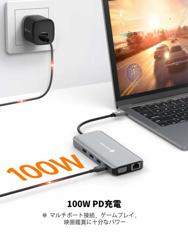 USB C ハブ 11-in-1 トリプルディスプレイ NOVOO デュアル 4K