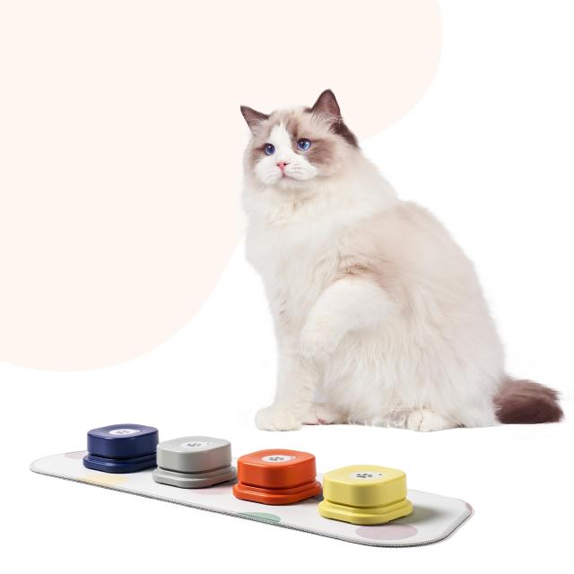 MEWOOFUN 犬用 録音ボタン 4個入り 会話ボタン 音声ボタン ベル コミュニケーション トレーニング しつけ訓練 ペット 知育 おもちゃ 天然の通販は