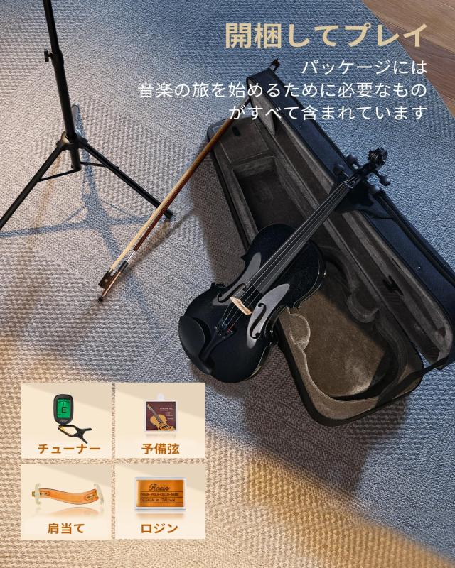 Eastar バイオリン ヴァイオリン 4/4 単板 ソリッド バイオリンセット