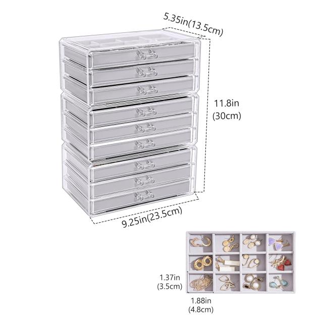 Lolalet ジュエリーボックス 9層 ジュエリー収納 透明アクリル