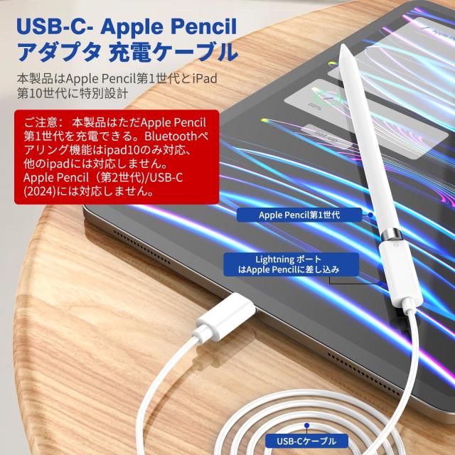 ApplePencil用 充電ケーブル 1M USB-C - Apple Pencilアダプタ 対応