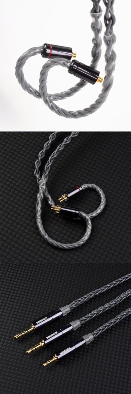 NICEHCK GreyCloud 8芯 イヤホンケーブル 6N銀メッキ銅 OFC 3.5mm プラグ 0.78 2Pinコネクタ アップグレードケーブル 1.2m 着脱式 金属製