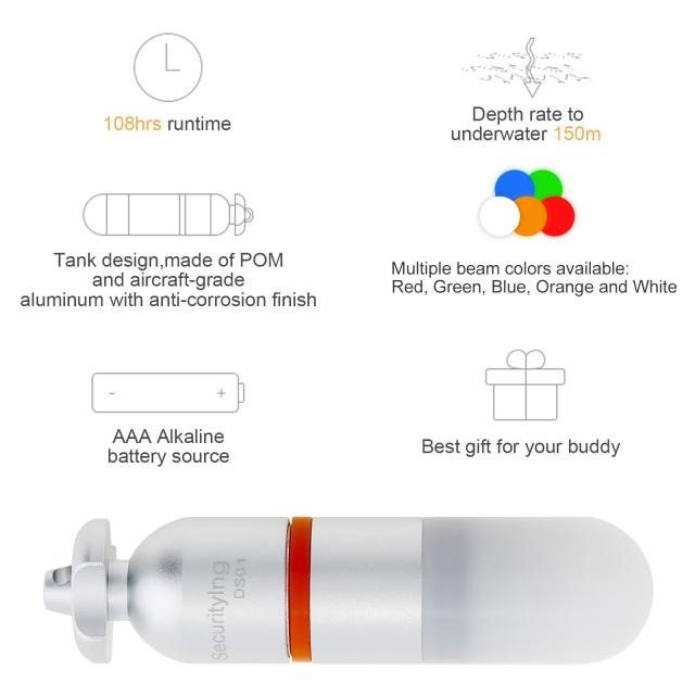 SecurityIng DS01 4個 ダイビング用シグナルライト 300ルーメン ミニ