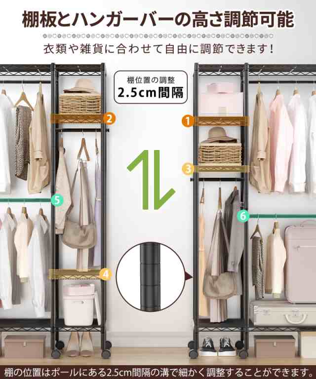 Amazon｜AQRA ハンガーラック 頑丈 4層 大容量 ワードローブ 4