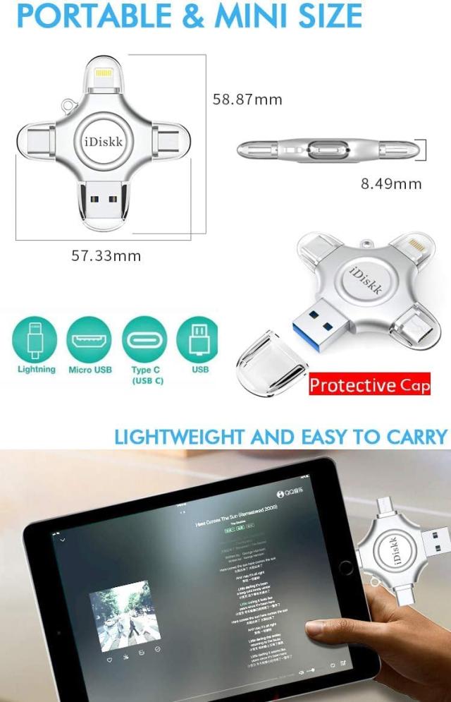 【Apple mfi認証済 4in1 1TB iPhone15対応】iDiskk iPhone usbメモリ【Lightning+USB+Type-C+Microコネクタ搭載】外付けフラッシュドライの通販は
