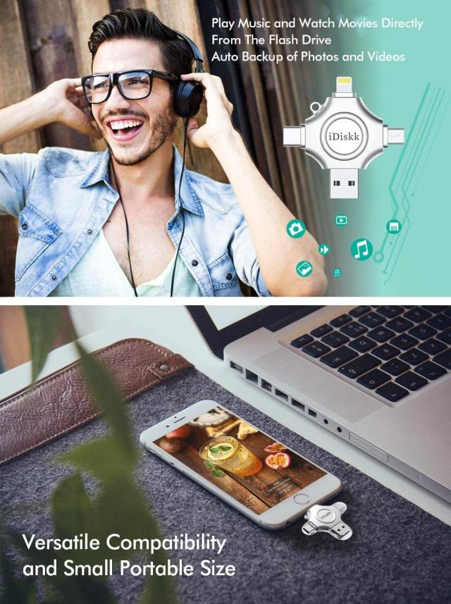 【Apple mfi認証済 4in1 1TB iPhone15対応】iDiskk iPhone usbメモリ【Lightning+USB+Type-C+Microコネクタ搭載】外付けフラッシュドライの通販は