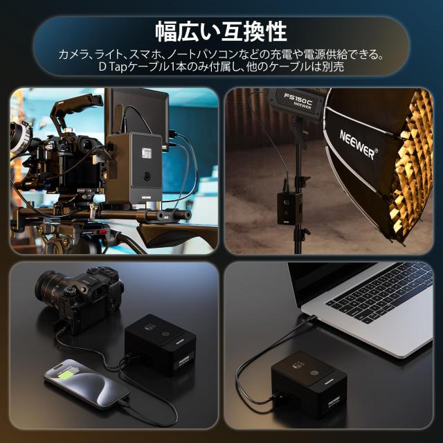 NEEWER ミニ Vマウントバッテリー 6800mAh 99Wh 14.5V ミニVロック電池 65W PDタイプC/Dタップ/BP/USB A/デュアルDCポート/OLEDディスプ