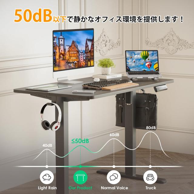 Sunon 昇降デスク 電動 スタンディングデスク 幅100cm 耐荷重80kg 昇降