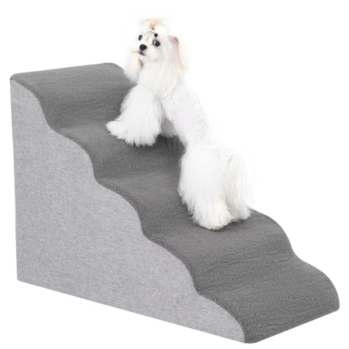 Uross犬用階段小型犬用-犬用ステップ階段スロープ高いベッドソファ、高密度発泡ペットステップ階段犬がベッドに乗るために、5段猫わんわ 7,182円
