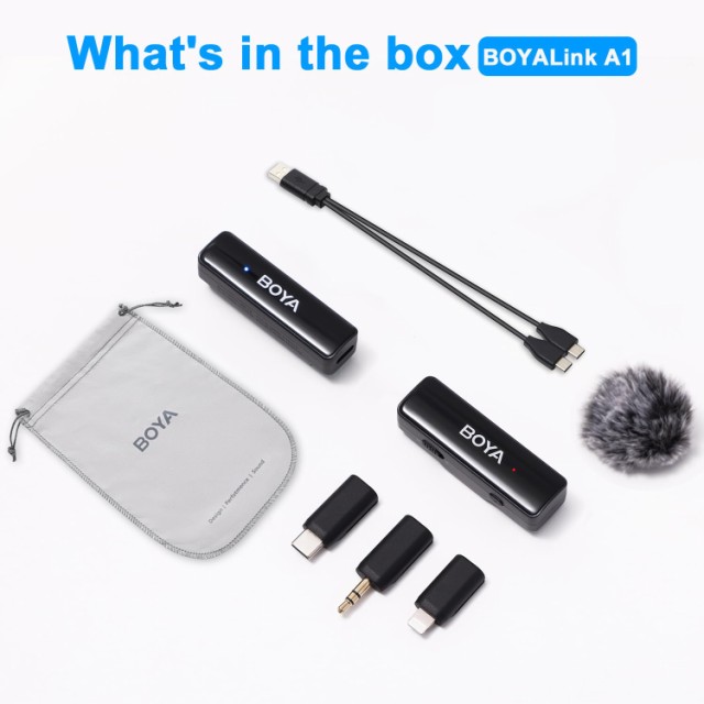 BOYALINK A1 ワイヤレスマイク ピンマイク 小型軽量 USB-C/Lightning/3.5 mmアダプター付き ノイズキャンセリング  外付けマイク 瞬時接続｜au PAY マーケット