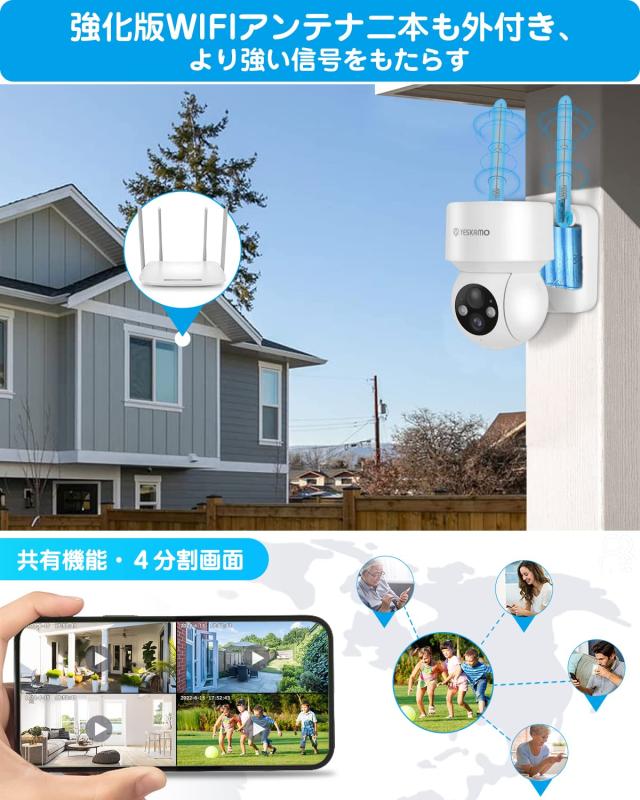 新品 YESKAMO防犯カメラ屋外ソーラー300万画素夜間カラー撮影パン355° YESKAMO 防犯カメラ 屋外 ソーラー 300万画素 夜間カラー撮影
