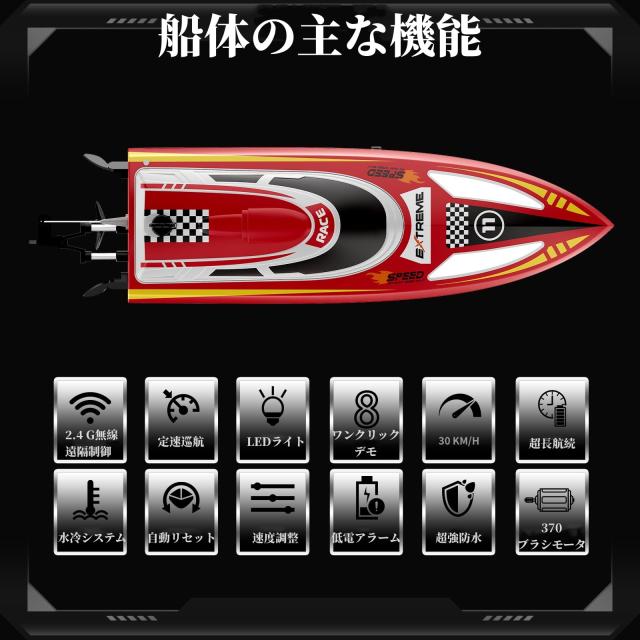 高速ボートラジコン　ブラック　時速30キロ　転覆復旧機能付き Amazon.co.jp: WZHIF 30km / H高速RC船2.4G低電気/スーパー