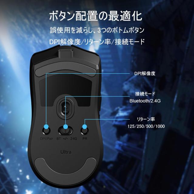 DeLUX M800Ultra ゲーミング マウス 無線、55g軽量、Nordic 52840 MCU、1000Hzポーリングレート、PAW3395センサー26000DPI、充電式、最大_6