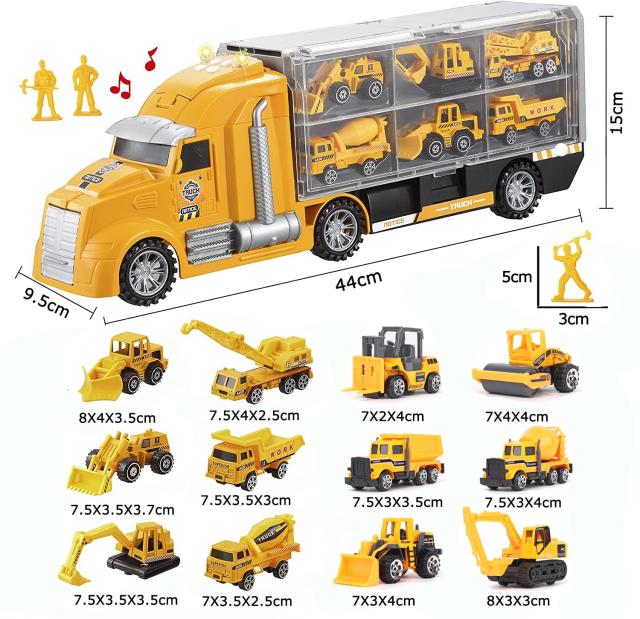 建設車両とトラック ミニカーセット 12台 建設車両 1台収納車 12台ミニカーセット トラック 車おもちゃ 工事