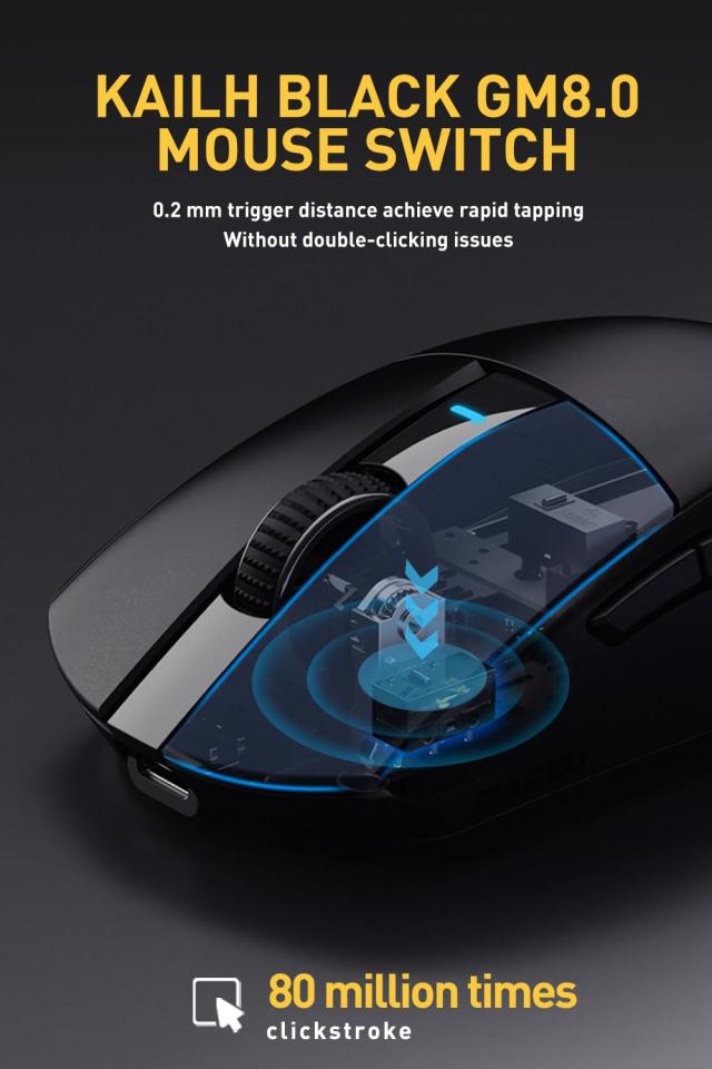 DAREU A950PRO ゲーミングマウス 4K無線 55g超軽量 ワイヤレス PAW3395センサー 26000DPI 2.4G/Bluetooth/USB接続可能 急速充電式 4000Hz_6