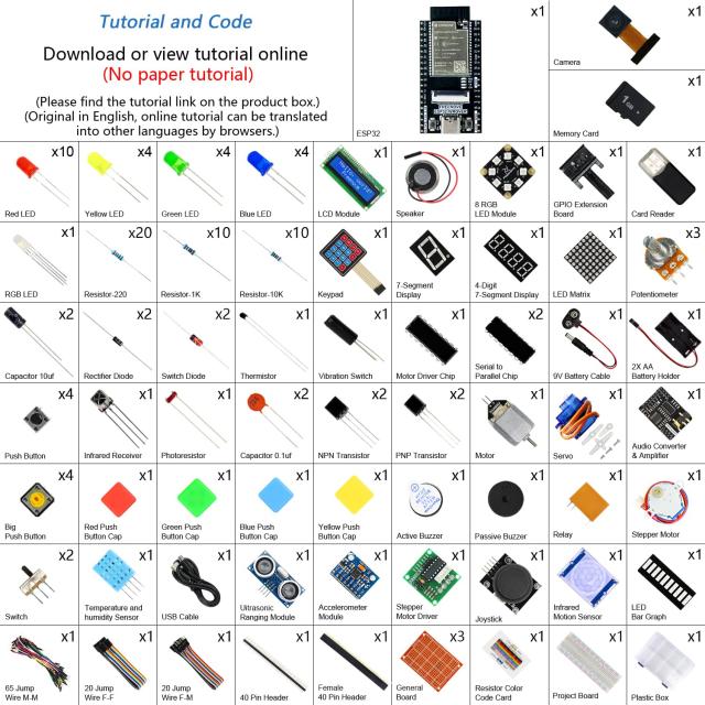 Freenove ESP32-WROVER 用究極スターター キット (付属) (Arduino IDE と互換性あり)、オンボード カメラ ワイヤレス、Python C、814 ペ_1