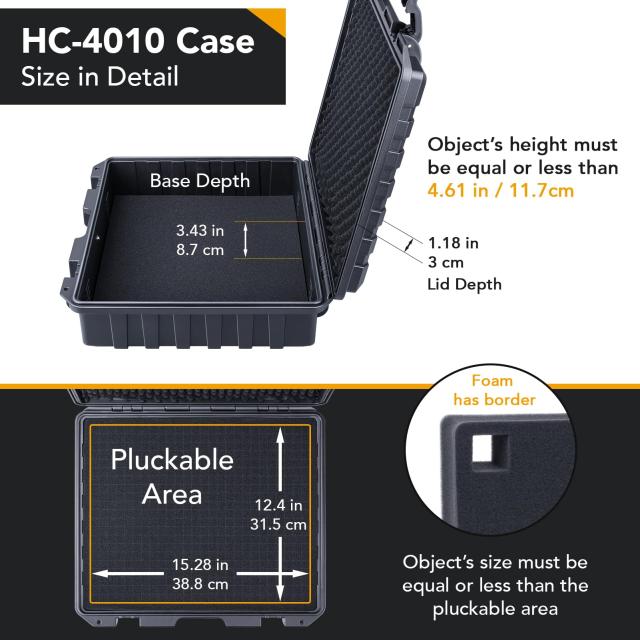 Lykus HC-4010 防水ハードケース 格子状カットスポンジが内蔵 内寸:40.7x33.6x11.7 cm ピストル、ドローン、ビデオカメラ、プロジェクタ_2