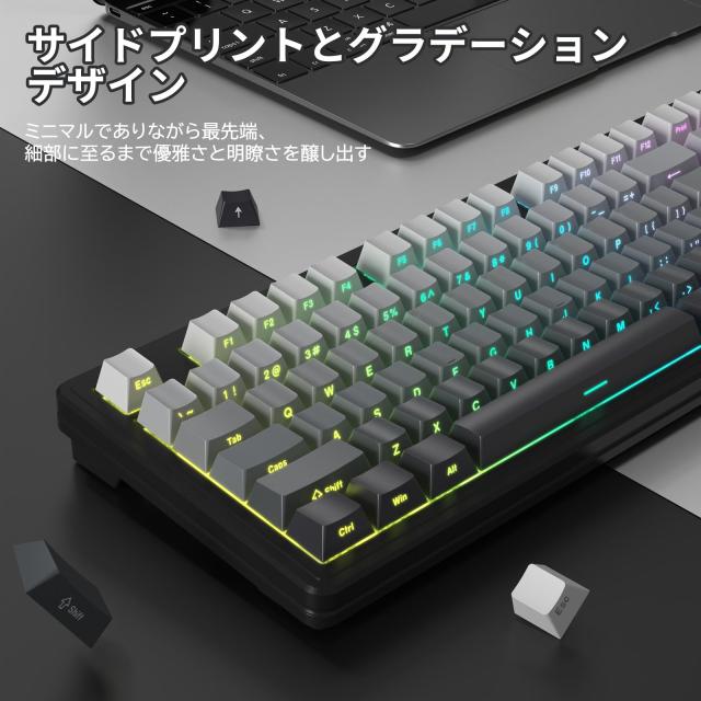 【新登場】 M87 メカニカルキーボード？文字側の刻印スタイルサイドプリントキーキャップ 高級カスタマイズの軸体 PBTグラデーションキー_6