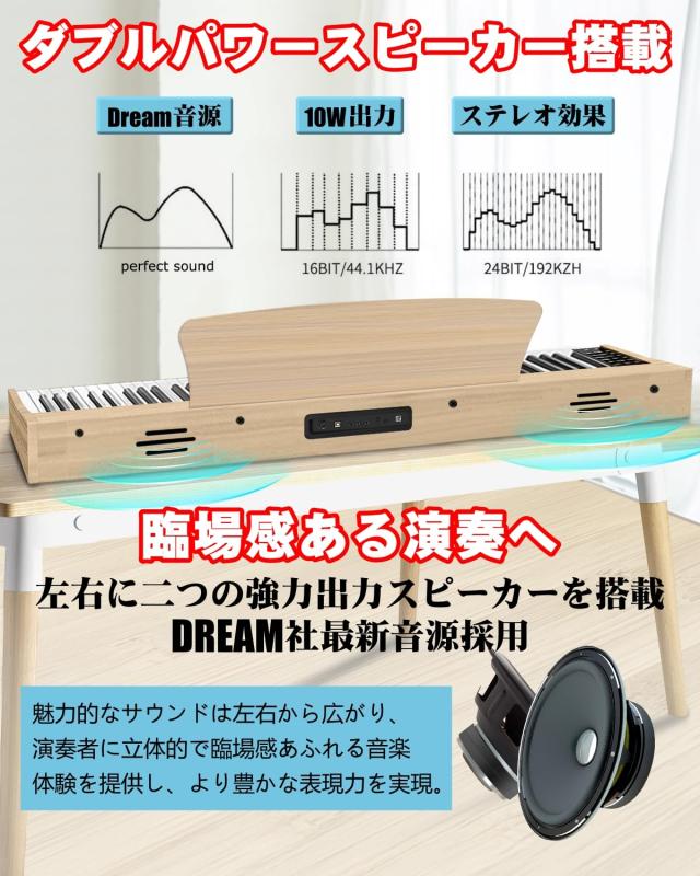 超大譜面台、木目】ニコマク NikoMaku 電子ピアノ 88鍵盤 SWAN-Z MIDI 