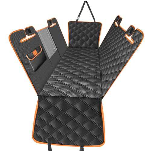 KYG 新型 ドライブシート ペット用 汎用 毛が付きにくい 車用シートカバー 後部座席 可視メッシュ窓 安全ベルト付き 汚れ防止 防水 耐摩 の通販は