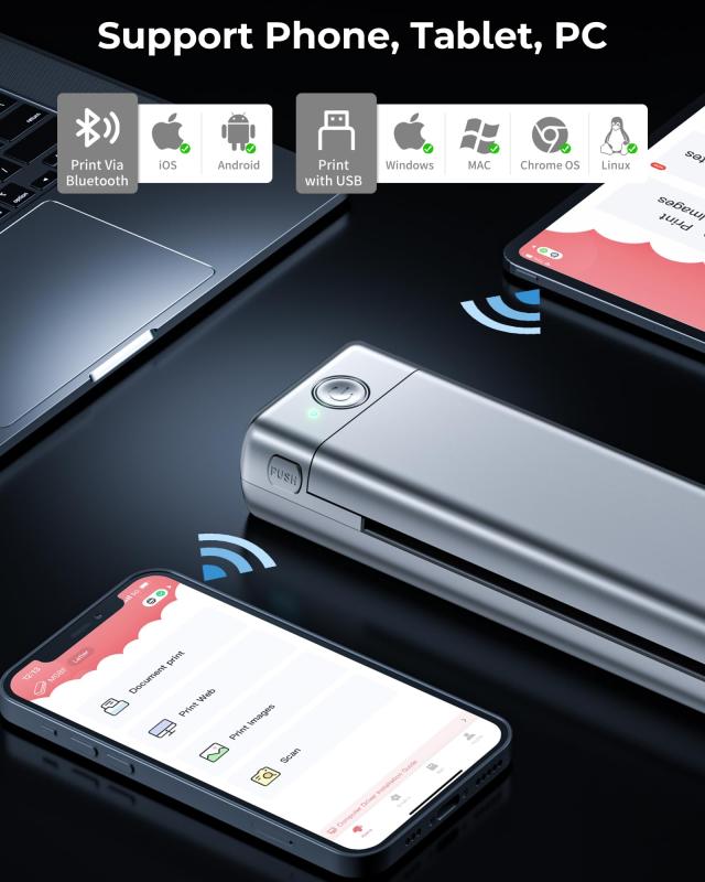 Itari M08F モバイルプリンター A4 ミニプリンター携帯プリンター刺青コピー機 家庭用portable printer熱転写 プリンター 家庭用およびオ_2