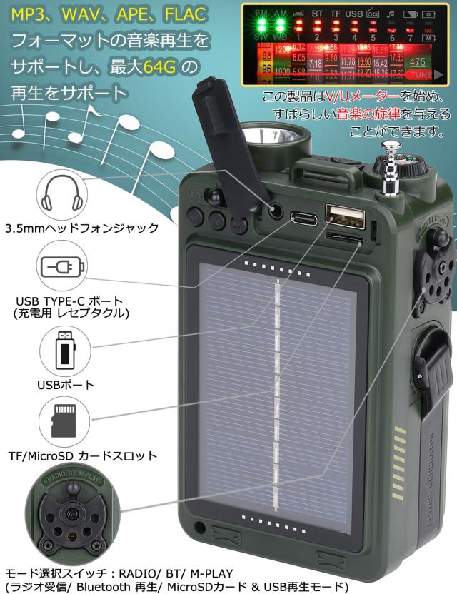 防災ラジオ FM/AM/短波/ワイドFM対応 Bluetoothスピーカー 懐中 ZHIWHIS Bluetoothスピーカー 防災ラジオ FM/AM/短波/ワイドFM対応