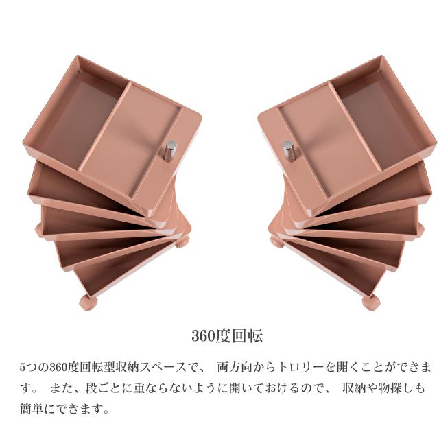 リプロダクト 5段トレイ キャスターワゴン ドロワー 収納家具 (ピンク 