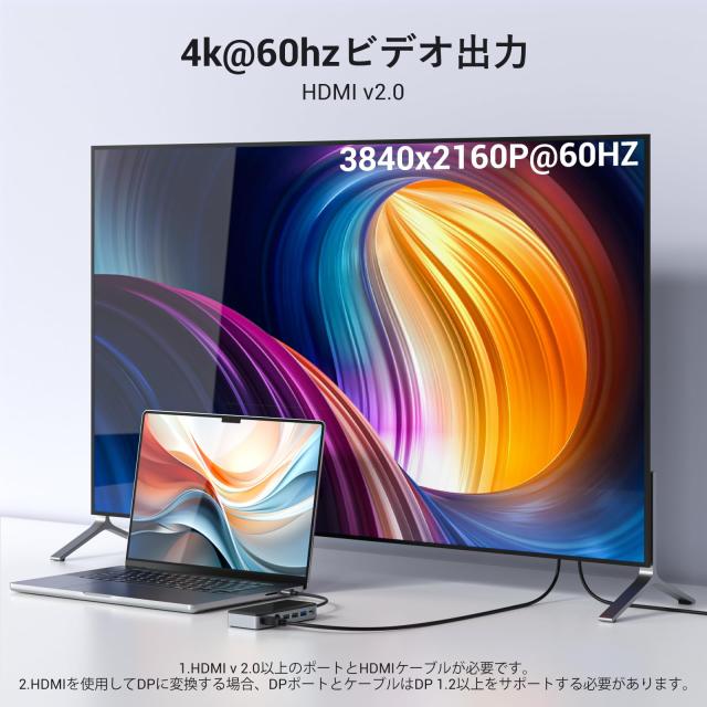 GiGimundo 8-in-1 ドッキングステーション 10Gbps USB 3.2 Gen2 M.2 NVMe SSD対応 PD 100W