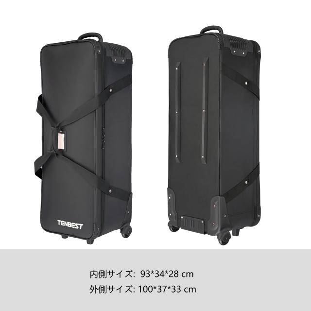 TENBEST 写真スタジオ機器ケース ローリングバッグ 100x37x33cm 大容量 防水 1680D ナイロン生地 撮影用フラッシュ、ライトスタンド、し_1