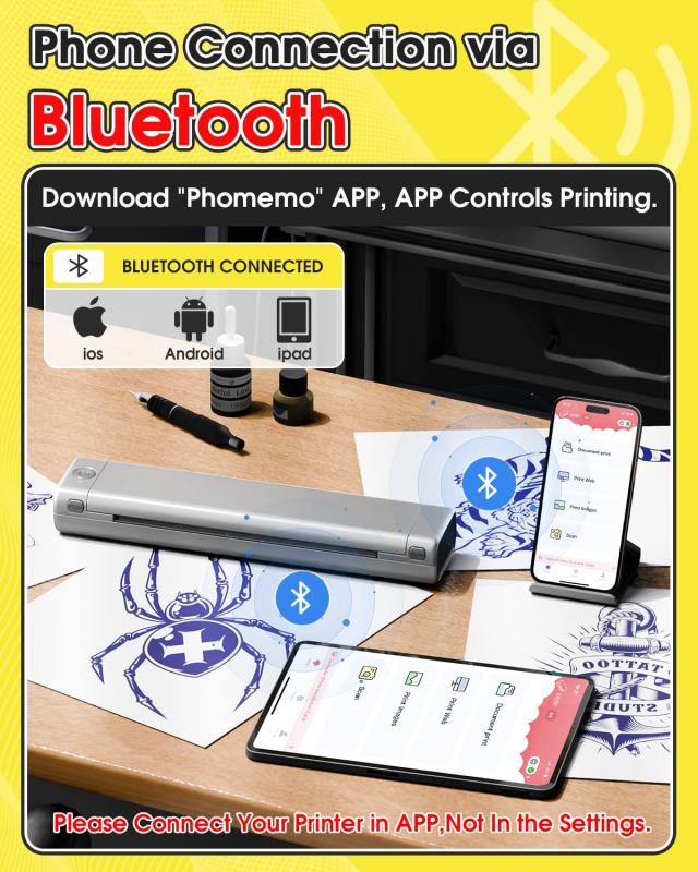 Phomemo M08Fタトゥープリンター 用紙10枚付属 タトゥーマシン
