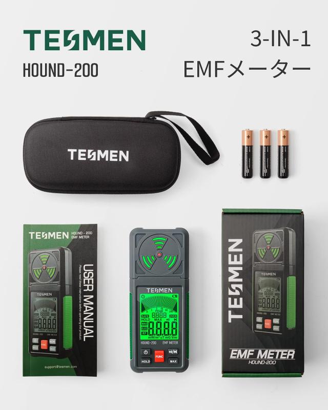 TESMEN電磁波測定器、Hound-200 電磁波計： EF、RF、MF、WiFi