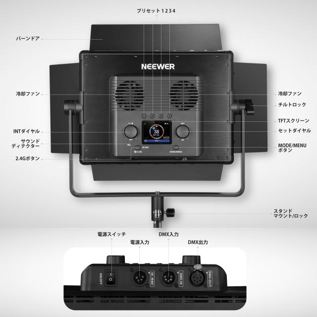 NEEWER PL60C RGB LEDビデオライトパネル APP/2.4G/DMX制御 60W