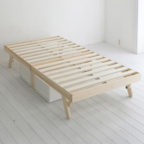[山善] ベッド すのこベッド 折り畳みベッド 連結可能 組立簡単 工具不要 シングル 耐荷重200kg 幅97×奥行195×高さ34cm ベッドフレーム_1