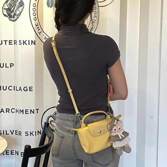 [jiesinlov] 調整可能本革メッセンジャーバッグ取り替えショルダーベルト改造キット,適用 Le PLIAGE Mini（ライトイエロー ＆シルバーバッの通販は