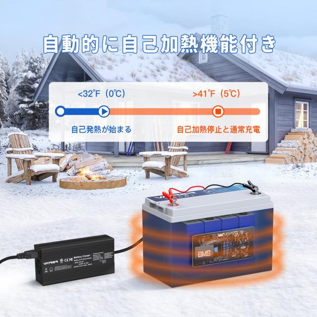 VATRER POWER 12V 100Ah 自己加熱 リン酸鉄リチウムイオンバッテリー Bluetooth LiFePO4-20℃低温充電 1280Wh 5000回以上充電式リチウム