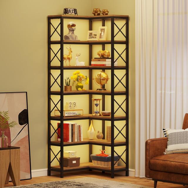 Tribesigns L字ラック オープンシェルフ コーナー本棚 7段 コーナー  