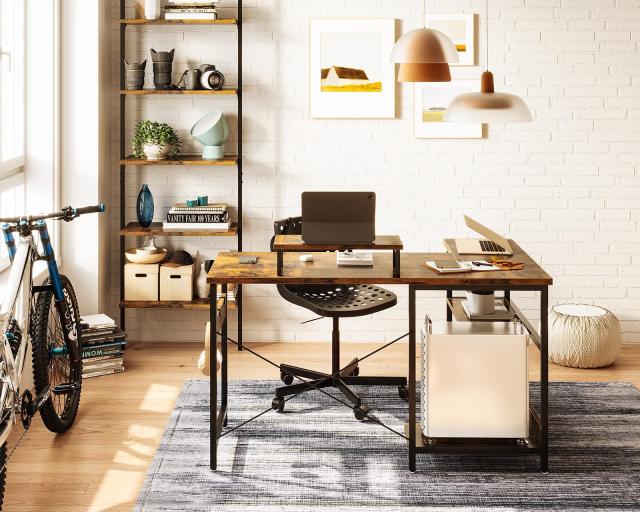 ODK パソコンデスク l字デスク ゲーミングデスク L字型 デスク 机 幅120cm ラック付き pcデスク コーナーデスク 収納 オフィスデスク 在の通販は