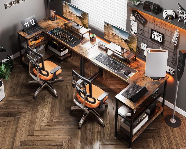 ODK パソコンデスク l字デスク ゲーミングデスク L字型 デスク 机 幅120cm ラック付き pcデスク コーナーデスク 収納 オフィスデスク 在の通販は