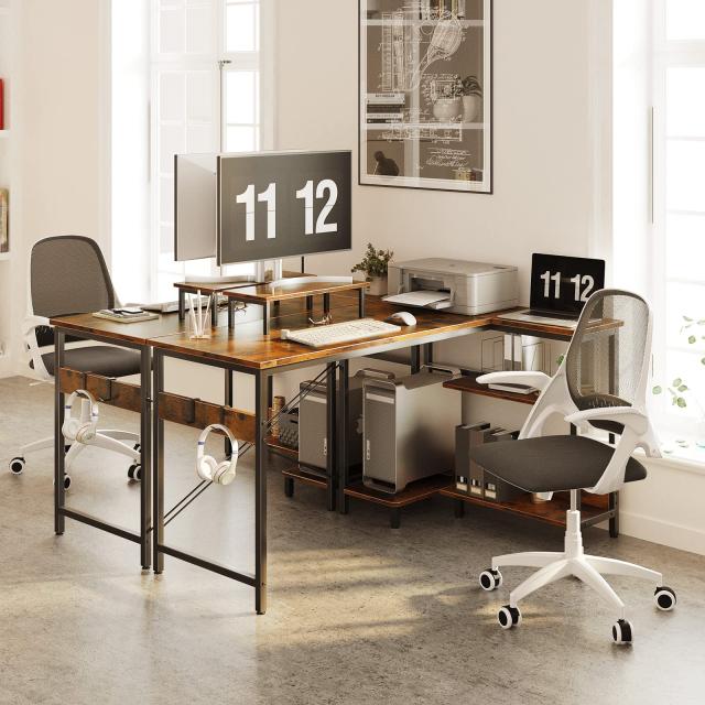 ODK パソコンデスク l字デスク ゲーミングデスク L字型 デスク 机 幅120cm ラック付き pcデスク コーナーデスク 収納 オフィスデスク 在の通販は