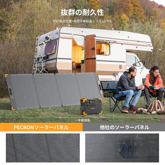 PECRON ソーラーパネル 200W 39V/5.1A 軽薄版 折り畳み式 IP67防水防塵 ポータブル電源 充電器 単結晶 23.5%高変換率 MC4ポート 太陽光発_2