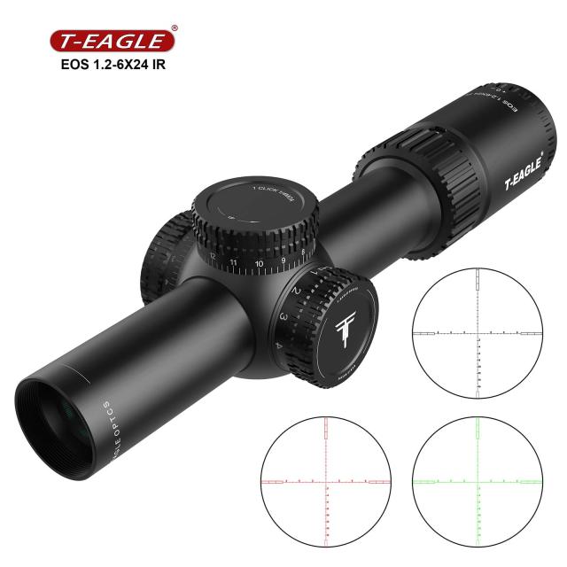 T-EAGLE1.2-6X24IRライフルスコープ ショートスコープ 可変倍率スコープ ワンピースマウント付(BK)_1