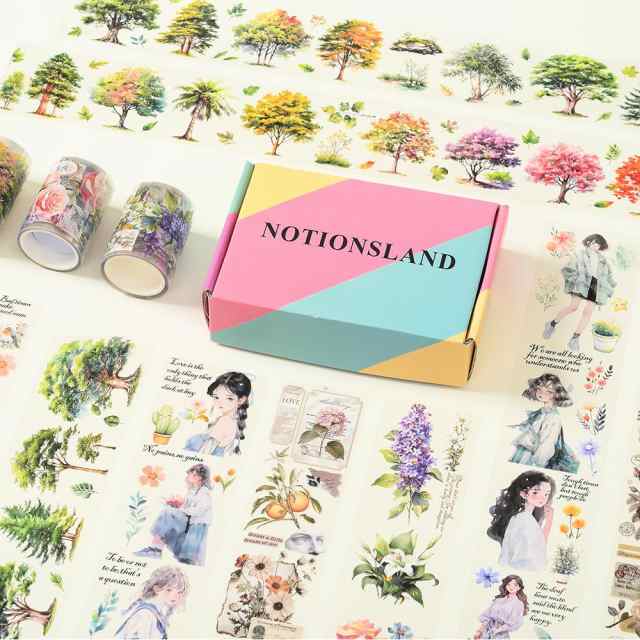 NOTIONSLAND マスキングテープ 可愛い 美し 花 女の子 手帳 DIY